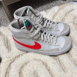 Nike White and Red High-Top Sneakers